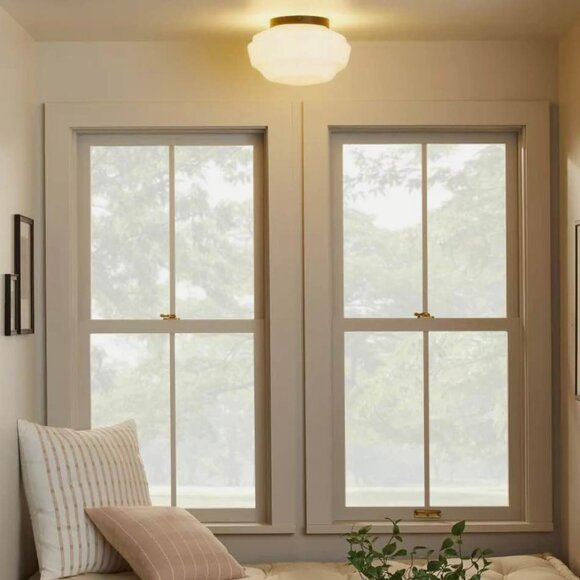 Milk glass flush mount ceiling light black finish - hearth & hand with magnolia - Picture 2 of 4